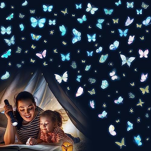 Glow in the Dark Butterfly Wall Decals Set
