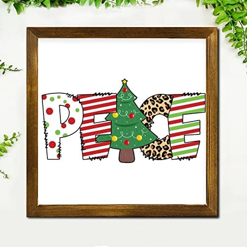 Merry Christmas Wood Framed Sign 12x12 Inches