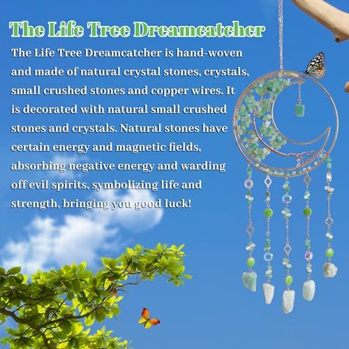 Dreamsum Dream Catcher with Green Fluorite Crystal Wall Decor