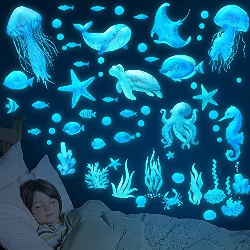 Glow in the Dark Ocean Fish Wall Decals for Kids