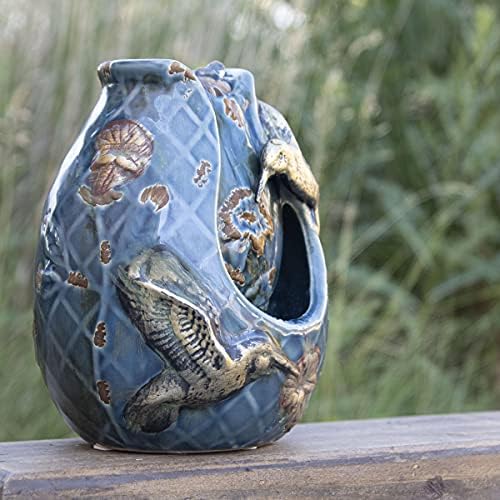 Foreside Home and Garden D9305 Blue Verdigris Hummingbird Fountain