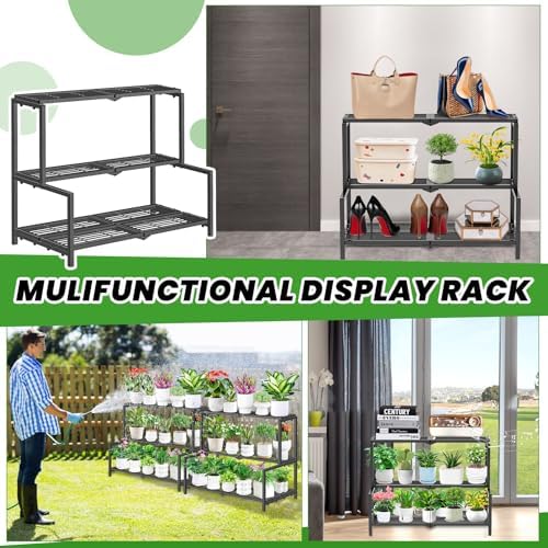 3 Tier Stair Style Metal Plant Stand for Indoor Outdoor
