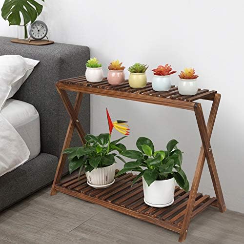 Tovacu 2 Tier Plant Stand for Indoor Outdoor Use