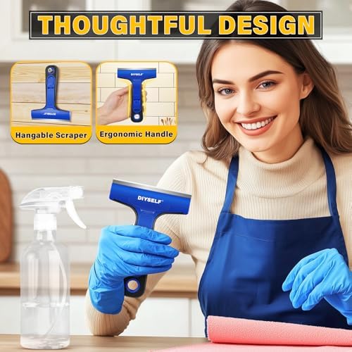 DIYSELF 1 Pack Razor Blade Scraper with 10 Blades