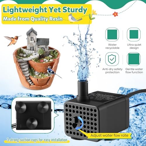 Saillong Bird Bath Fountain with Pump