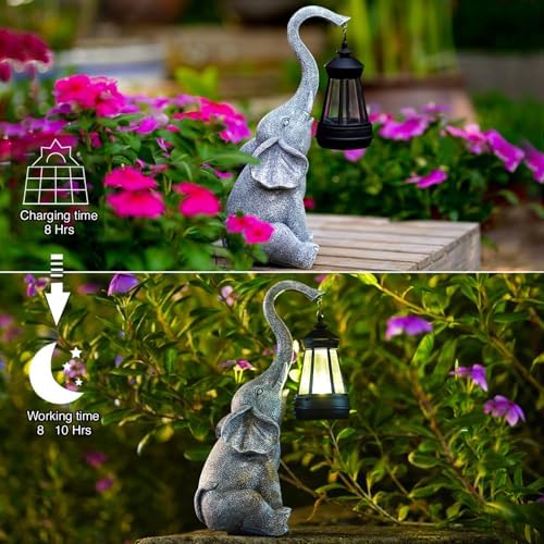 Goodeco Elephant Statue Garden Decor - 11 Inch Outdoor Statues