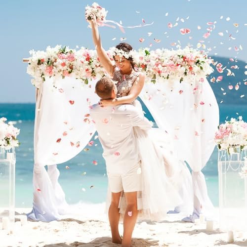 VOK White Chiffon Arch Drapes 2 Panels for Wedding Ceremony