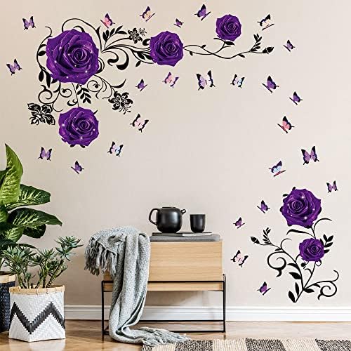 Supzone Purple Rose Wall Sticker Decal Art