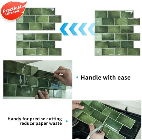 Art3d Green Peel and Stick Backsplash Tile 20-Pack