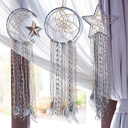 Jetec 3 Piece Blue Dream Catcher Wall Decor