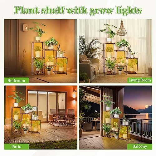 Dreyoo Plant Stand with Grow Light and 7 Pots Display