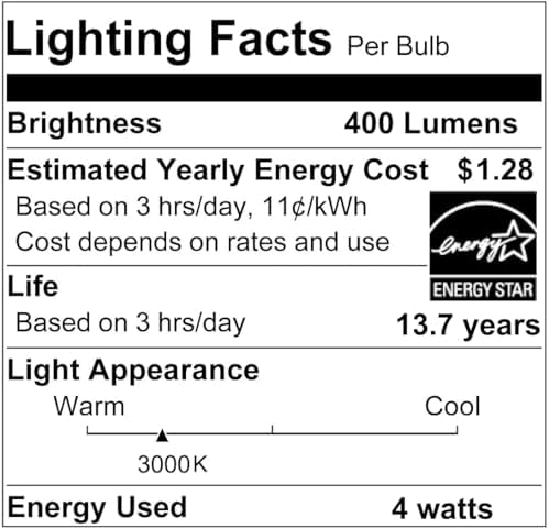 Vinaco E12 LED Bulb 2 Pack Warm White 3000K