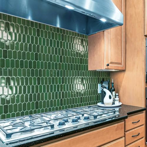 Art3d 10-Sheet Peel and Stick Backsplash Tiles 12x12 Green Marble