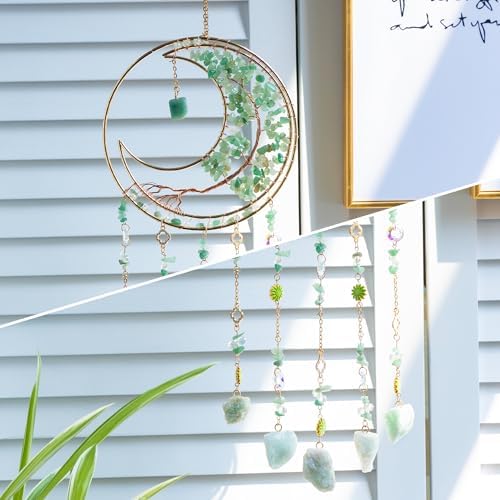 Dreamsum Dream Catcher with Green Fluorite Crystal Wall Decor