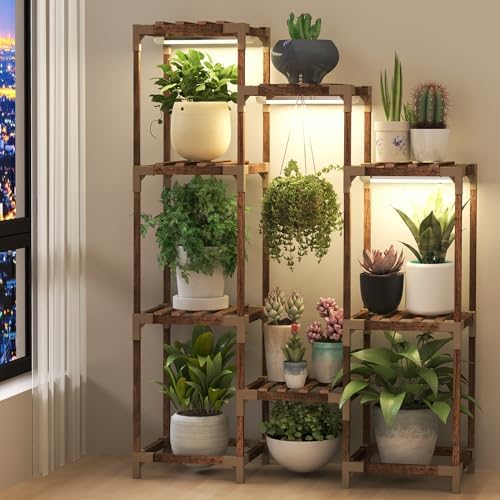HOMKIRT Plant Stand with Grow Light for Indoor Plants