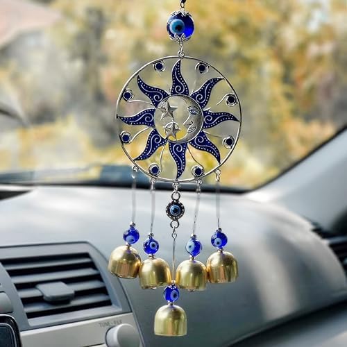LUCKBOOSTIUM Sun Moon Star Ornament with Evil Eye and Bell