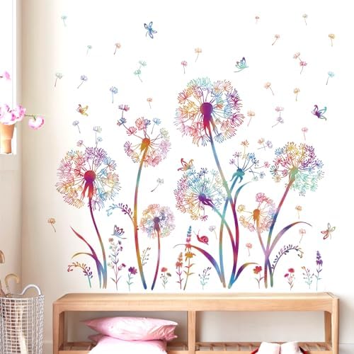 Wondever Colorful Blowing Dandelion Wall Decals