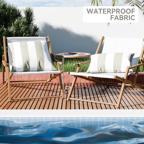 Western Home 2-Pack Waterproof Striped Throw Pillow Covers Beige Grey
