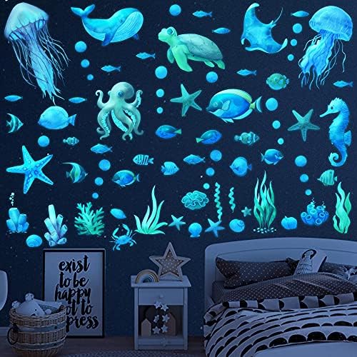 Glow in the Dark Ocean Fish Wall Decals for Kids