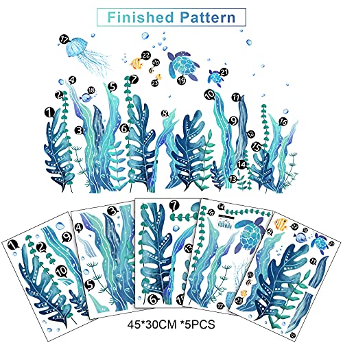Tenare 5 Sheet Ocean Sea Turtle Wall Decals Stickers for Bedroom