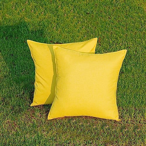 NiNi ALL Waterproof Throw Pillow Covers Set of 2 Yellow 16x16 inch