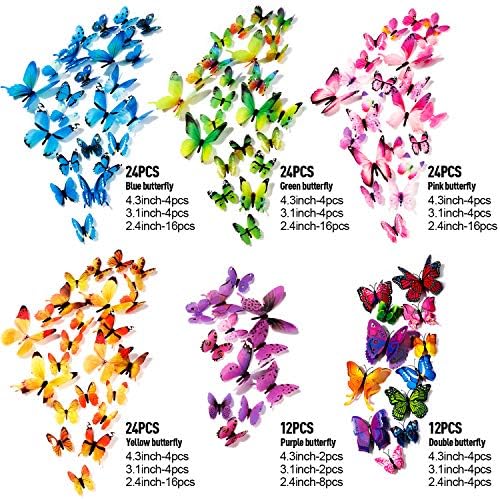 120PCS 3D Colorful Butterfly Wall Stickers Set