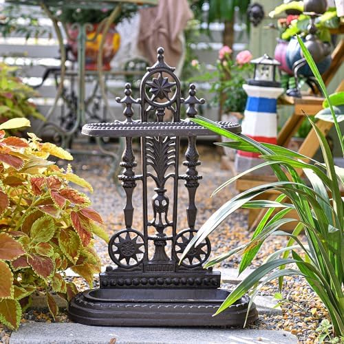 Sungmor Royal Style Cast Iron Umbrella Stand with Drip Tray