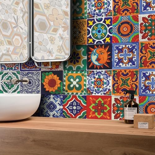 24Pcs Tile Stickers Bohemian Style Peel and Stick Wall Decor