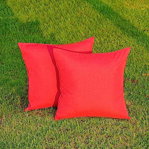 NiNi ALL Waterproof Throw Pillow Covers Set of 2 Red 18x18 Inch