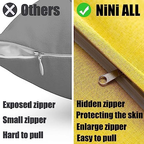 NiNi ALL Waterproof Throw Pillow Covers Set of 2 Yellow 16x16 inch
