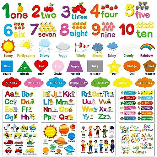 Omlisca Alphabet Numbers Wall Decals 12 Sheets Educational Stickers