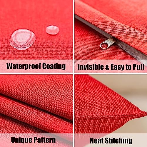 NiNi ALL Waterproof Throw Pillow Covers Set of 2 Red 18x18 Inch