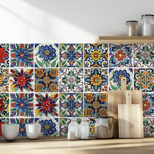 30 Pcs Mediterranean Style Peel and Stick Wall Tile Decals
