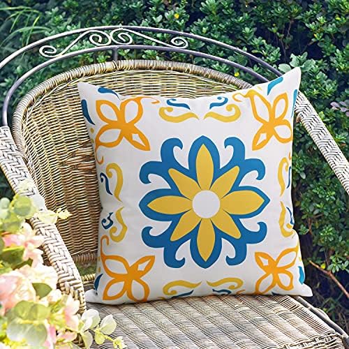 Outdoor Waterproof Throw Pillow Covers Set of 4 Floral Boho Farmhouse
