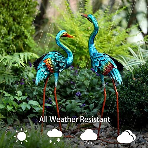 Natelf Blue Heron Garden Statues Set of 2