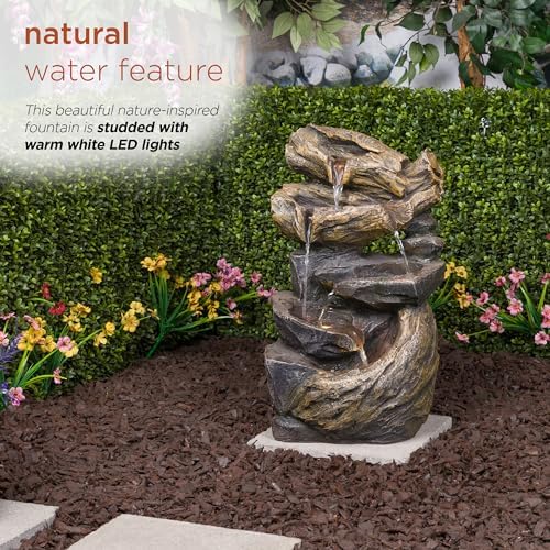 Alpine Corporation ZDQ104 Rock Fountain with LED Lights