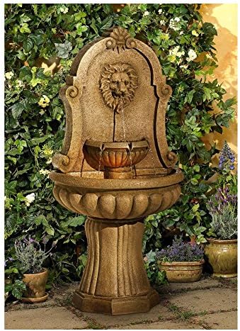 Royal Savanna Lion 58 High Faux Stone Floor Fountain with Light
