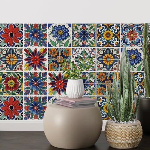 30 Pcs Mediterranean Style Peel and Stick Wall Tile Decals