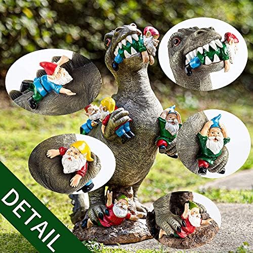 SOWSUN Dinosaur Garden Gnome Statue 14 Inch Outdoor Decor