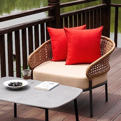 NiNi ALL Waterproof Throw Pillow Covers Set of 2 Red 18x18 Inch
