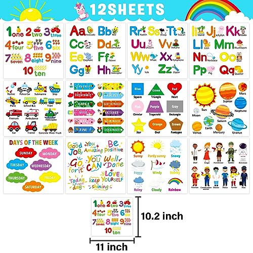 Omlisca Alphabet Numbers Wall Decals 12 Sheets Educational Stickers