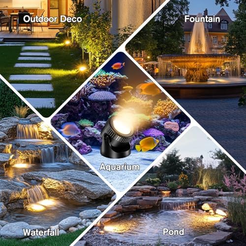 POPOSOAP 4-in-1 Warm White Underwater Pond Lights