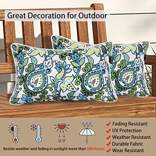 Pack of 2 Outdoor Waterproof Rectangular Throw Pillows with Insert