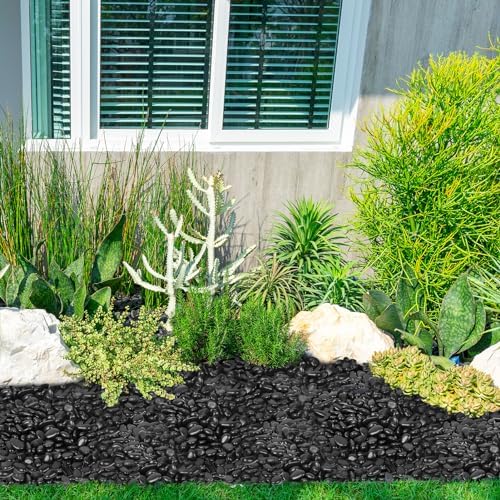 GASPRO 30 Pound Black Polished Pebbles for Garden Decor