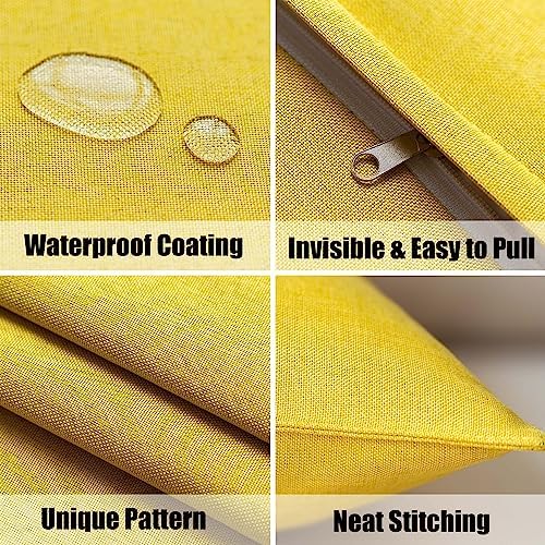 NiNi ALL Waterproof Throw Pillow Covers Set of 2 Yellow 16x16 inch